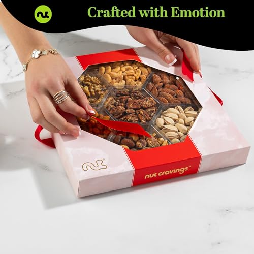 Rosh Hashana Gift Basket Mixed Nuts in Red Gold Box