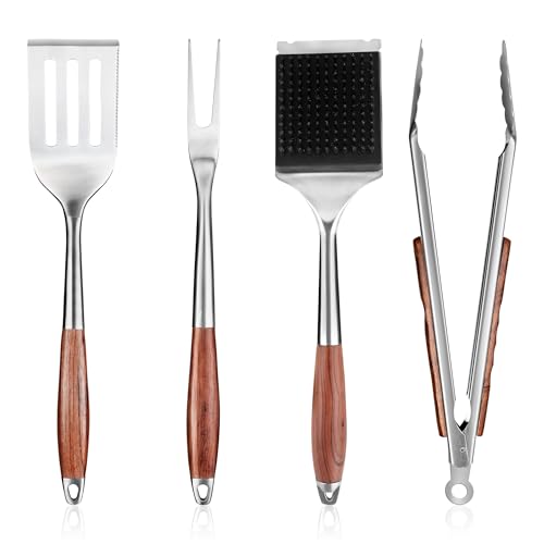 Heavy Duty Grilling Accessories Rose Wooden BBQ Grilling Tools Set (Grill Set - 4)