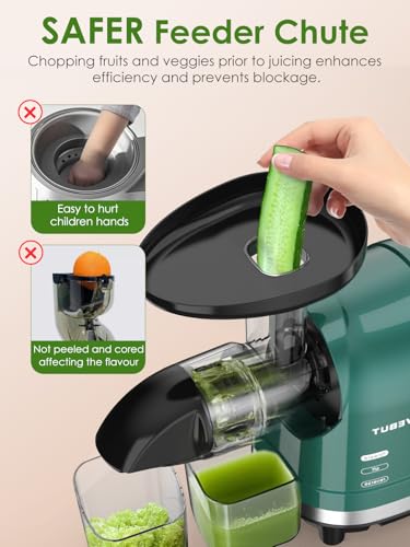 Cold Press Juicer Machine Slow Masticating Extractor for Celery Wheatgrass Spinach Ginger Cucumber Kale (Green)