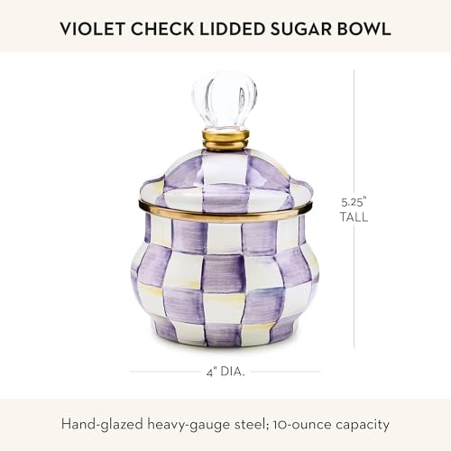 Enamel Lidded Sugar Bowl (Violet Check)