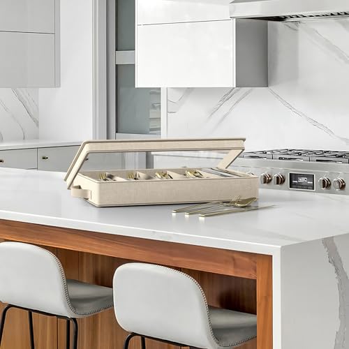 Flatware Storage Box (Beige / 1 Piece Silverware Storage)