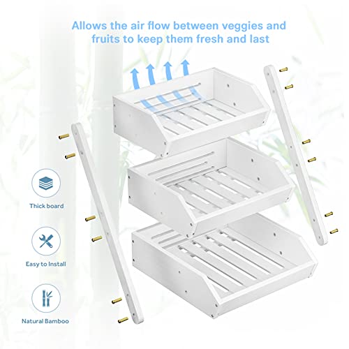 3 Tier Fruit Basket for Kitchen Counter (White / 3-Tier)