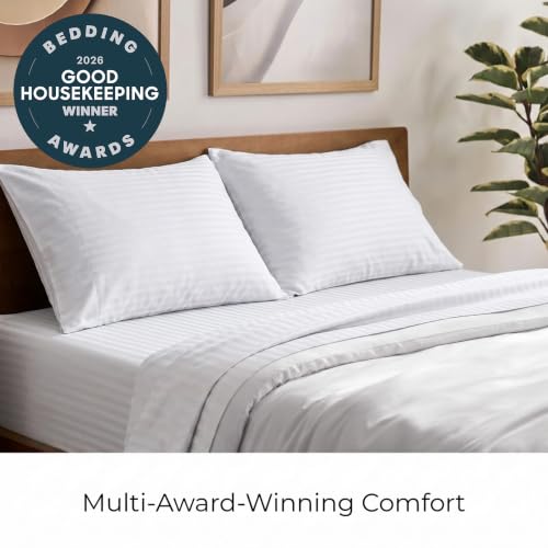 Iconic 4 Piece Microfiber Sheet Set (2102 Striped – White / Queen)