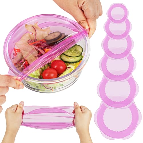 Silicone Stretch Lids for Food Storage in Fridge (6 Pcs Purple)