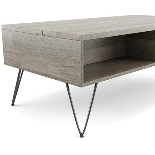 Lockhart 30" Wide Solid Mango Wood Drum Coffee Table in Natural (Lift Top Coffee Table / 48 inch / Grey)