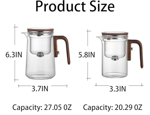 800ml+4 Cups Witchcraft Magic Glass Teapot with Infuser Strainer and Lid for Loose Leaf Tea Herbal (27.05oz+4Cups)