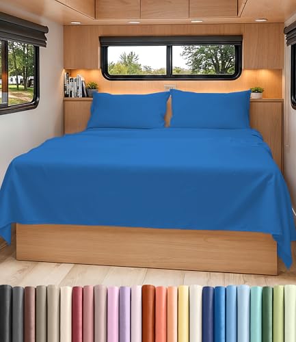 Short Queen Size 4 Piece Bed Sheet Set (19 - Royal Blue / Short Queen)