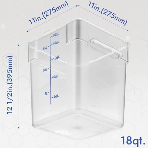 8 Pack 18 Qt NSF Clear Polycarbonate Food Storage Containers with Blue Lids (18.0 Qt 8-Pack(Blue Lids))