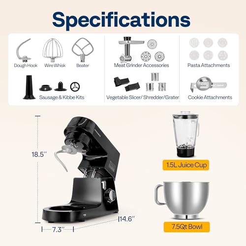 9-in-1 Stand Mixer with Fermentation & Timer, 7.5-Quart, Black (9-in-1 / Black)