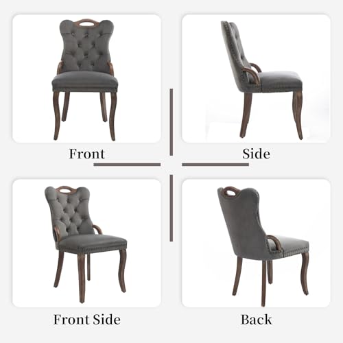 Grey Velvet Upholstered Dining Chairs Set of 4 (Gray 2)