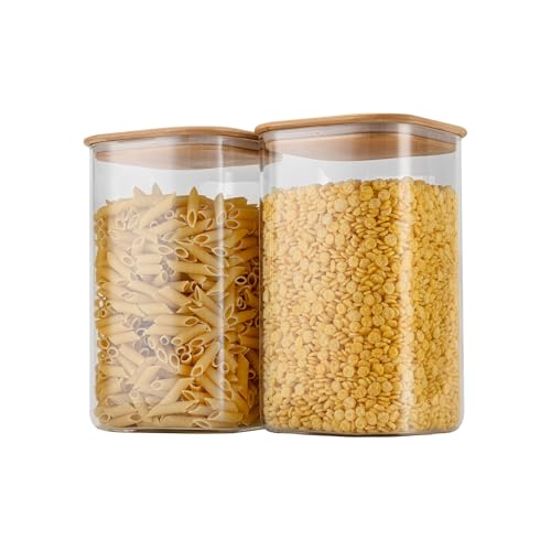 149oz/4.6Qt/4400ml Square Glass Storage Containers with Lids 2-Pack (149oz*2)