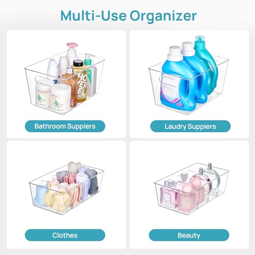 8 Pack Clear Storage Bins Set for Pantry Organizer (Set C)