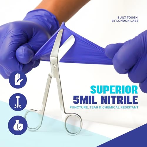 Cobalt Blue 5 Mil Nitrile Exam Gloves Disposable Latex Free (Cobalt Blue / Medium)
