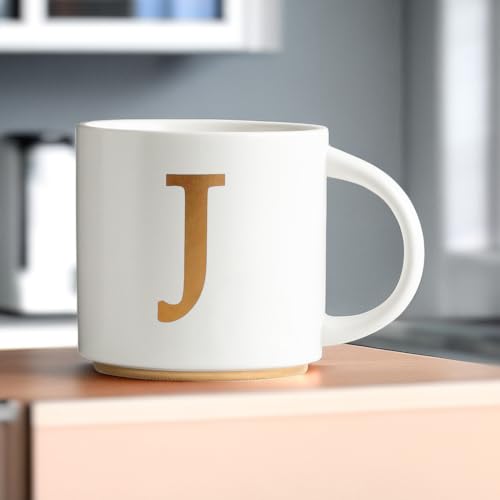 Monogram Ceramic Mugs (gold-J)