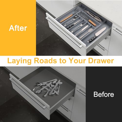Large Premium Bamboo Silverware Organizer