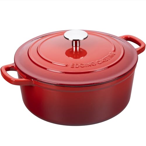 Enameled Cast Iron Dutch Oven Pot with Lid (Red / 7QT)