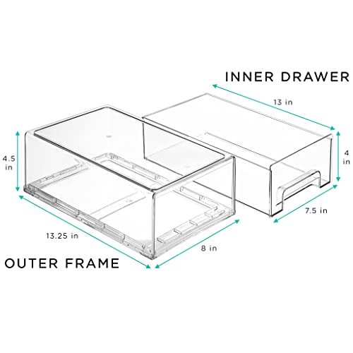 Clear Stackable Storage Drawers for Refrigerator (4 Pack / Medium)