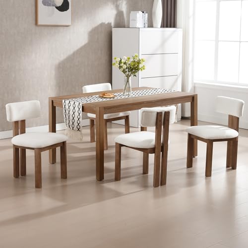 Dining Chairs Set of 6 Faux Fur Diner Chairs Wood Chairs for Kitchen and Dining Room (6 Count)