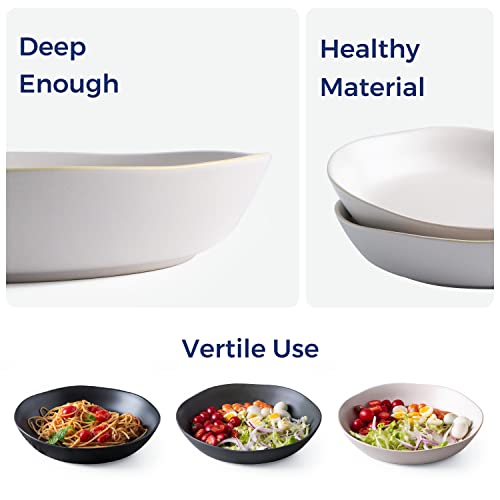 9.75'' Ceramic Large Pasta Bowls (Matte White / Set of 4)