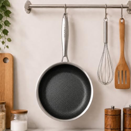 Tri Ply Stainless Steel Frying Pan 5.6" Nonstick kitchen skillet (Silver)