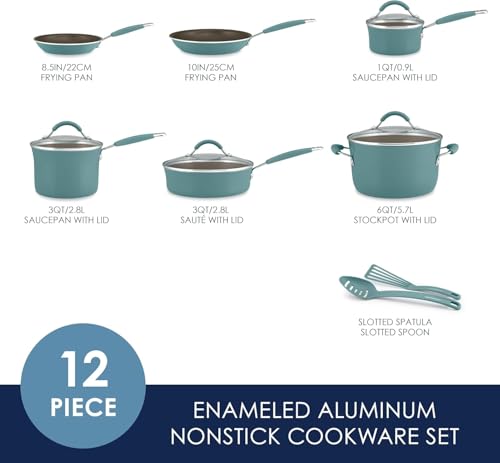 Cucina 12 Piece Cookware Set (Agave Blue / 12 Piece Porcelain Enamel)