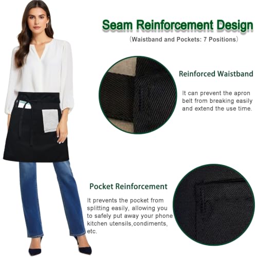 4 Pack Black Waist Apron (4 Count)