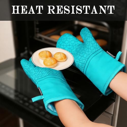 Oven Mitts and Pot Holders Sets 6pcs (Ice Blue)