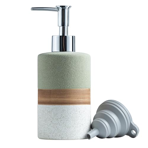 Ceramic Dish Soap Dispenser for Bathroom Shower Hand Soap Dispenser (Green and White / 1xSoap Dispenser)