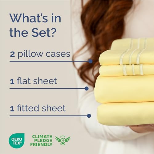 King Size 4 Piece Sheet Set (29 - Yellow / King)