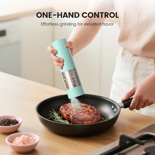 Electric Salt and Pepper Grinder Set (Mint Green)