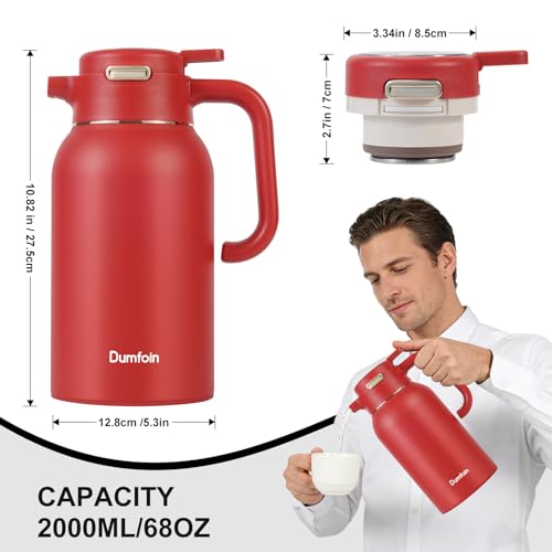 68 Oz Thermal Coffee Carafe (67.6 Ounces / Red/Red)