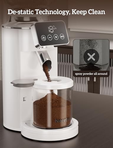 Stainless Steel Espresso Grinder with Portafilter Holder (White)