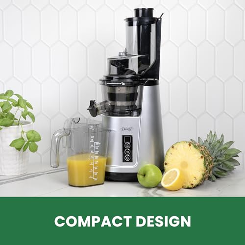 Wide Mouth Juicer Compact Vertical Cold Press Vegetable and Fruit Juice Extractor with 3 (Silver Wide Mouth Vertical)