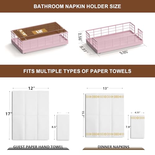 Guest Towel Holder Tray for Bathroom (Totally Pink / 9.06 x 5.51 x 2.56 inches)