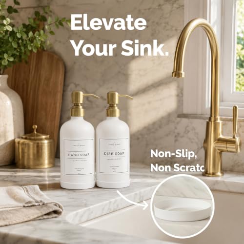White Glass Soap Dispenser (Matte White Bottle / Brushed Gold Pump)