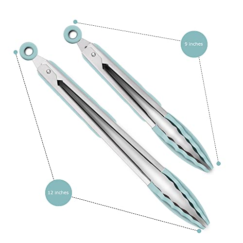 2 Pack Silicone Kitchen Tongs (Aqua Sky)