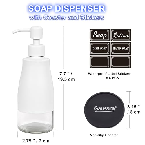 White Soap Dispenser with Coaster and Stickers (White)
