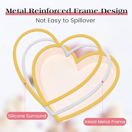 Metal Reinforced Frame Silicone Heart Shaped Cake Pans (Heart Pan Yellow: 2pcs)