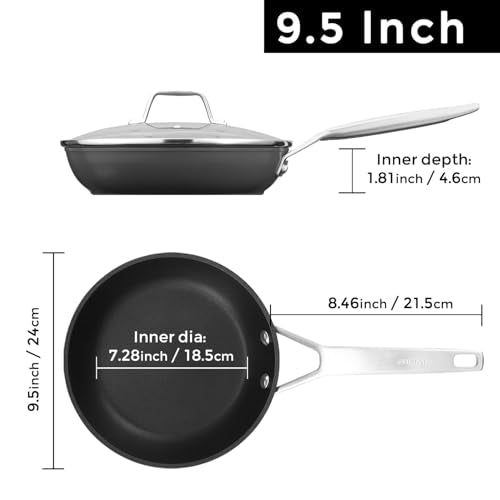 9.5 Inch Nonstick Frying pan with Lid (9.5-Inch)