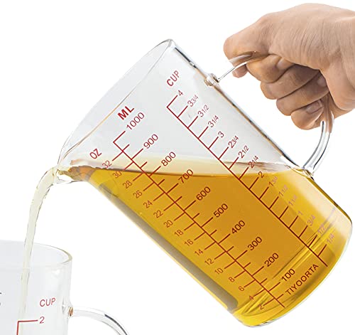 Glass Measuring Cup with Handle (1000ML RED)