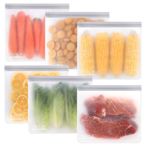 6 Pack Reusable Gallon Freezer Bags Dishwasher Safe (6 Pack-6 Gallon / Gray)
