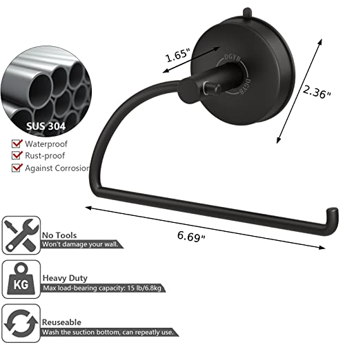 Suction Cup Hand Towel Ring Black Hand Towel Holder for Bathroom Wall SUS 304 Stainless Steel Kitchen Towel Hanger (Matte Black Style#1 / Style #01)