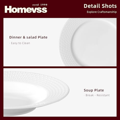 HomeVss New Bone China Embossed Waves 18pc Dinnerware Set (Waves / Service for 6 - 18pc Set)