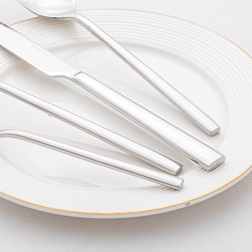 65 Piece Silverware Set with Serving Utensils (65-Piece / Silver)