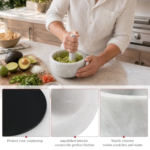 Marble Mortar and Pestle Set (Grey Marble Polished / 7in-4 cups)