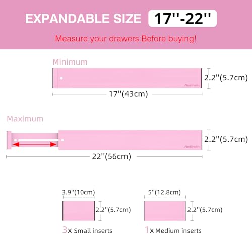 Expandable Bamboo Drawer Dividers (Pink)