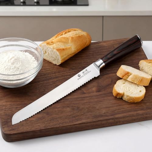 Bread Knife 10 In German Professional Homemade Bread Slicing Knife (Dark Brown)