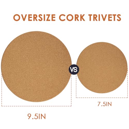 4 Pack Cork Trivets for Hot Dishes (07-9.5 Inch 4pcs Round)