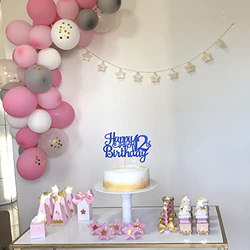 1 PCS Happy 12th Birthday Cake Topper Glitter Cheers to 12 Years Birthday Cake Pick 12 Fabulous Cake Decoration for Happy 13th Birthday Theme Party Decorations Supplies Blue (Blue / 12th)