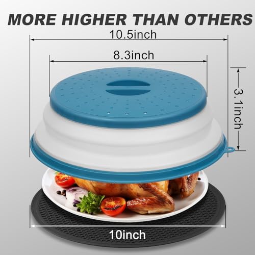4 in 1 WENWELL Vented Collapsible Microwave Splatter Cover & Mat (2x10"cover & 2x10"mat)